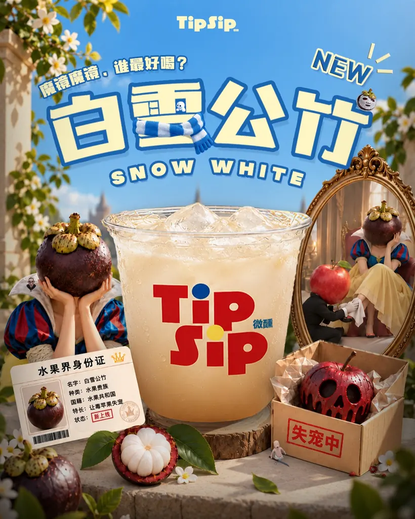 TipSip poster for the new drink 白雪公竹 Snow White